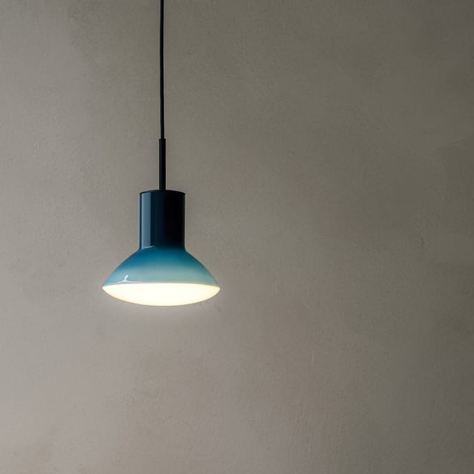 Grupa Onda hanglamp, blauw, Ø 17 cm, glas, GU10