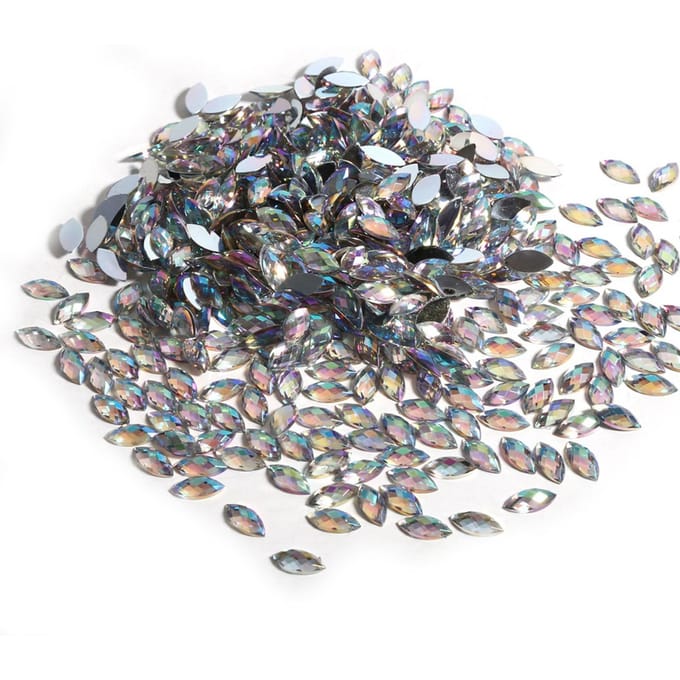 Kleurrijke Acryl Strass Steentjes in Paardenoogvorm Platte Achterkant Kunst Accessoires(Lichtblauw)
