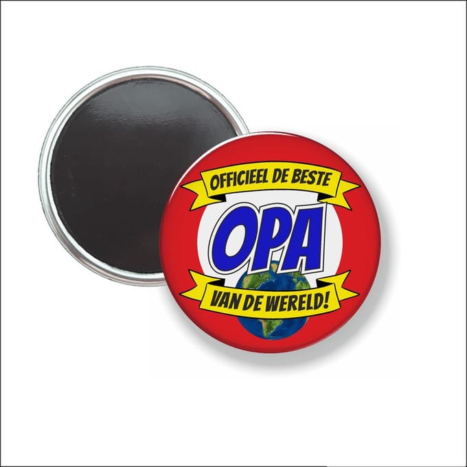 Button Met Magneet 58 MM - Officieel De Beste Opa Van De Wereld - NIET VOOR KLEDING