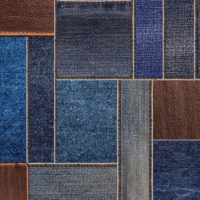 Vinyl | Vloerkleed vinyl | Jean. S, jeans patchwork | 95x145 cm