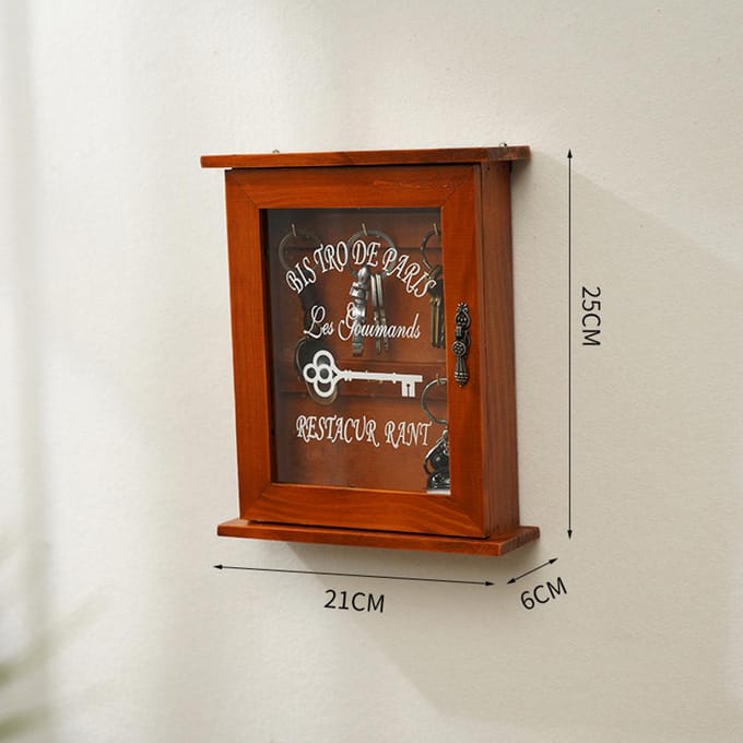 Sleutelorganizer Houten Sleutelkast Wandbox Mooie Duurzame Retro Acryl Deur Sleutelopbergdoos zwart