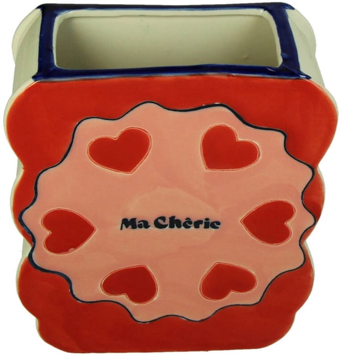 Vase Hearts Stoneware Multi 17.2x7.6x20.5cm