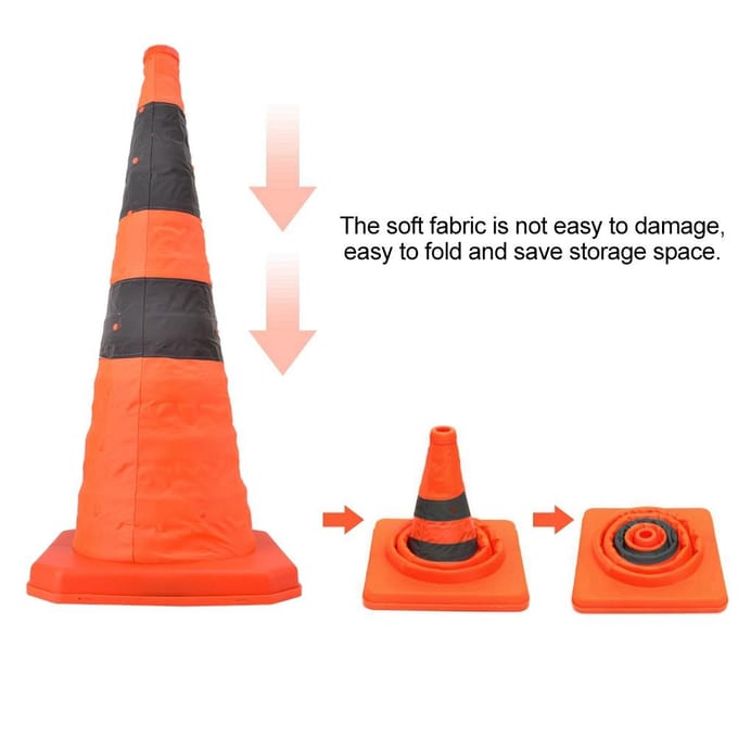 70cm Hoge Kwaliteit Wegverkeer Opvouwbare Pylonen Met Reflecterende Strip Veiligheid orange