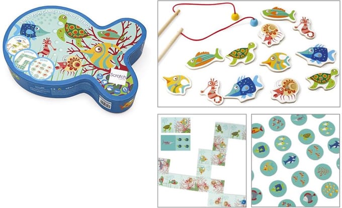 Scratch Visspel 3-in-1 Hengel - Domino - Memospel