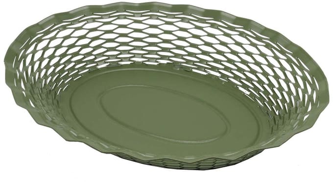 Broodmandje van RVS - Vintage - Ovaal - Groot - Kaki Groen - 30 x 24 x 5 cm