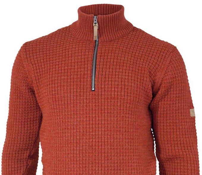 Ivanhoe trui Moritz half zip Red Clay - 100% wol - Rood