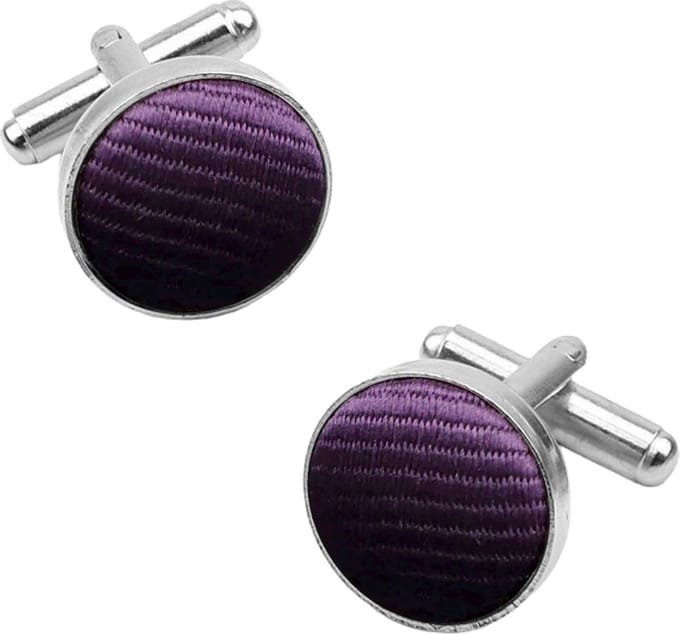 Fako Bijoux - Manchetknopen - Staal & Streep - 16mm - Donkerpaars