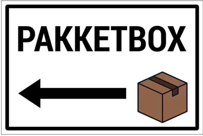 Pakketbox links bord | gecoat dibond materiaal | 60 x 40 cm