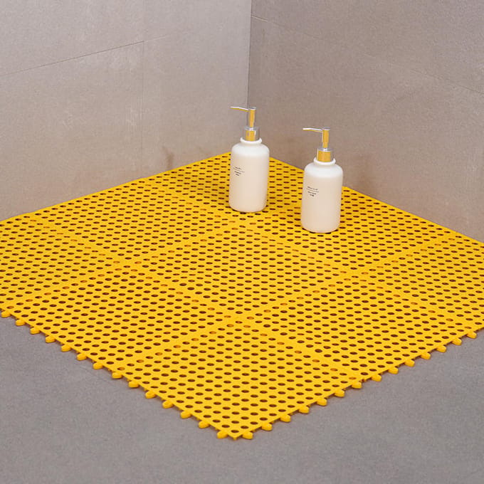 Badmat 30 x 30 cm Voorkomt Uitglijden Verstelbaar Comfortabele Binnenbadmat voor Badkamers Keukens WoningenGeel geel