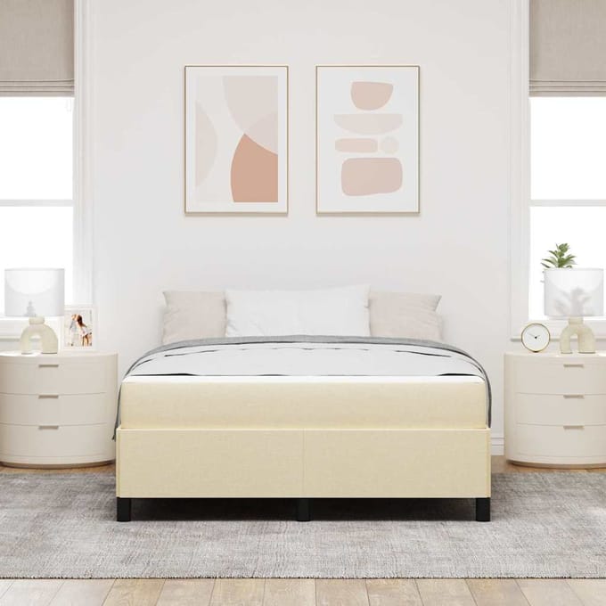 vidaXL - Boxspring - bed - Crème - 140 - x - 200 - cm - Stof