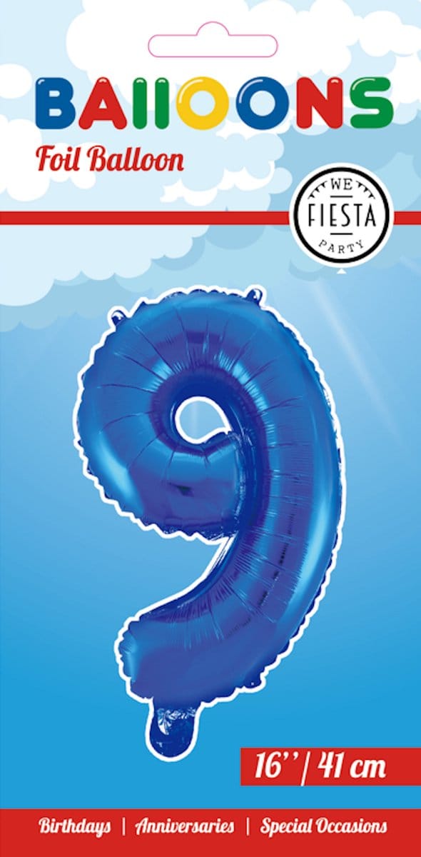Folieballon 16" nmr. 9 - Blauw