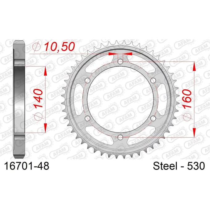 Stalen tandwiel Afam 530 48 dents