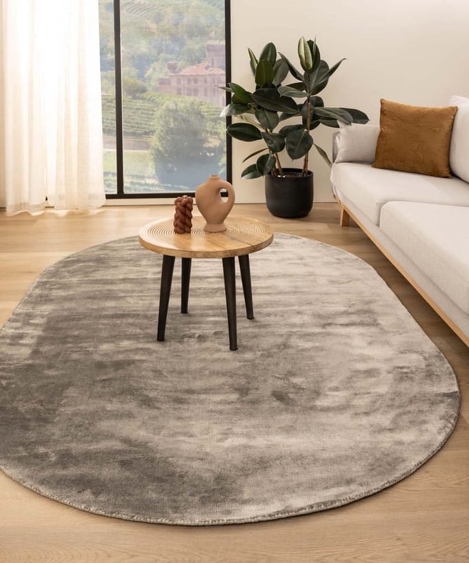 Viscose vloerkleed ovaal - Pearl zilver 250x360