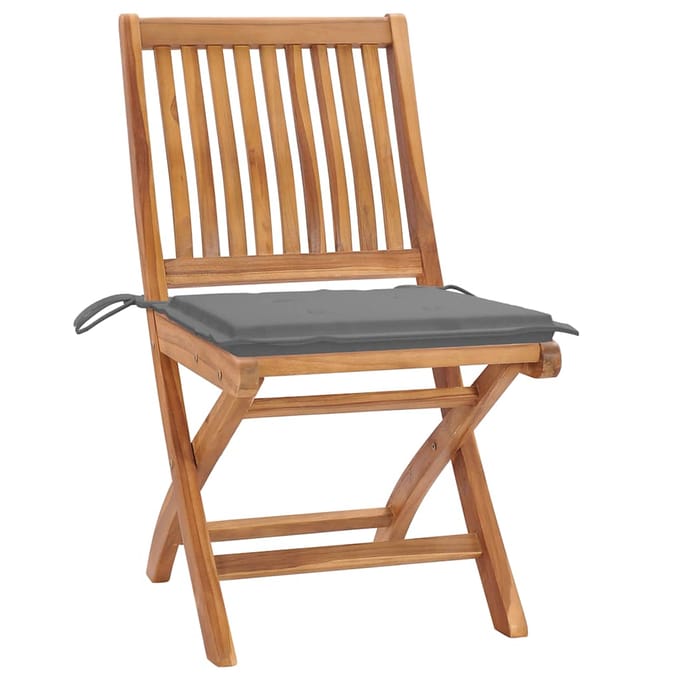 vidaXL - Klapstoelen - met - kussens, - 6 - stuks, - massief - teakhout