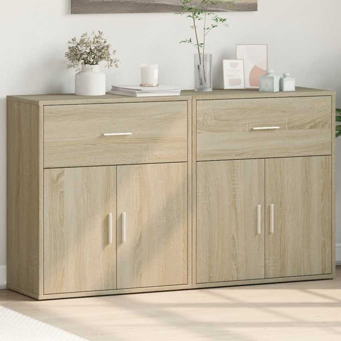 vidaXL - Dressoirs - 2 - st - 60x31x70 - cm - bewerkt - hout - sonoma - eikenkleurig
