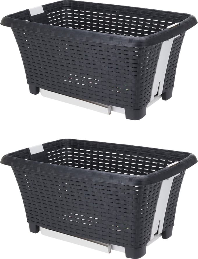 Bathroom Solutions wasmanden op poten 2x stuks - 38L - kunststof - grijs