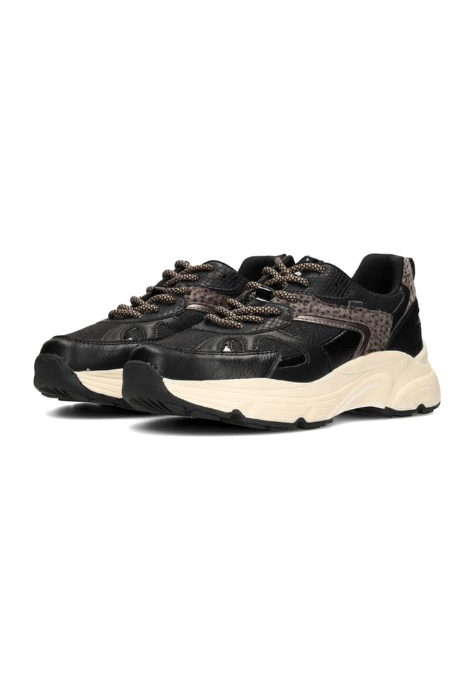 POSH by Poelman AYOKI Dames Sneakers - Zwart Met Grijs Combinatie