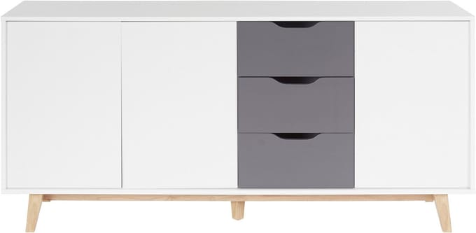 Meera-Dressoir - 3-deurs 3-laden - Wit/Antraciet