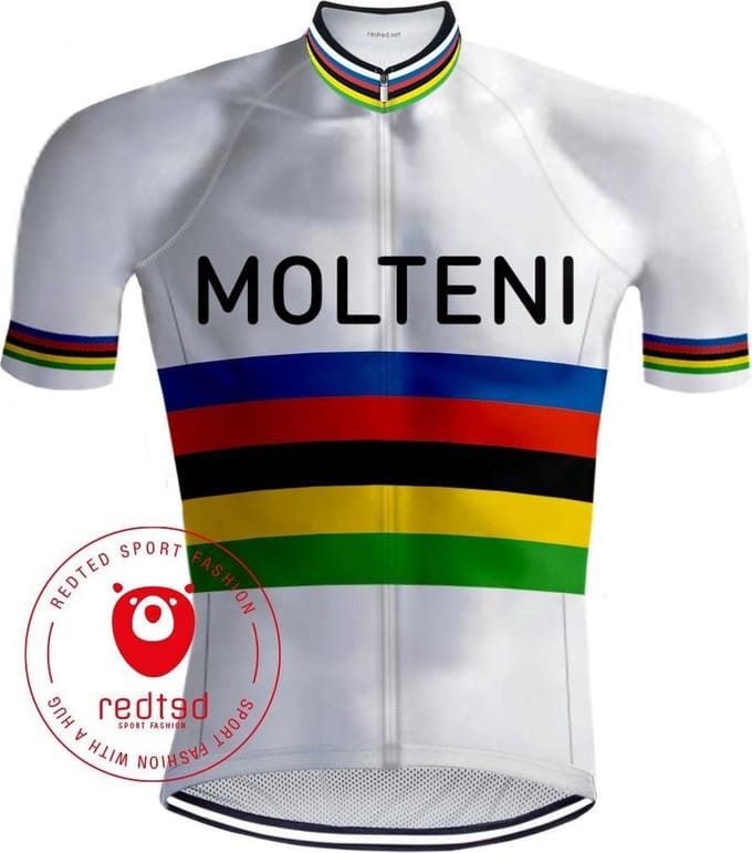 Retro Wielershirt Molteni Regenboog - REDTED - S