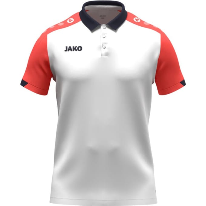 Jako Dynamic Polo Kinderen - Wit / Koraal / Marine | Maat: 140