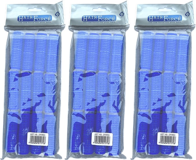 HairForce 15mm zelfklevende donkerblauwe rollers 3x12stuks
