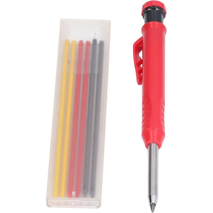 Crayon de marquage pour le bois 2,8 mm Pointe en carbure de tungstène Outil de traçage multifonction avec recharge 3 couleurs red