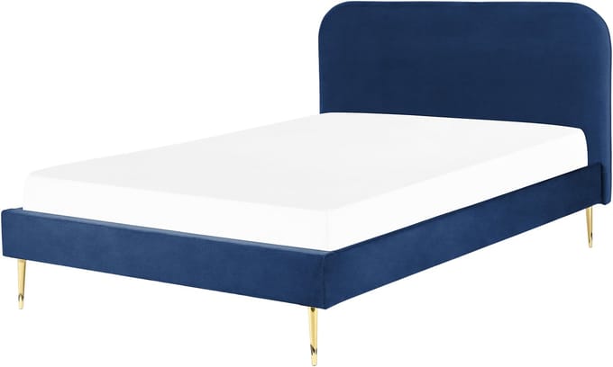 FLAYAT - Tweepersoonsbed - Marineblauw - 140 x 200 cm - Fluweel
