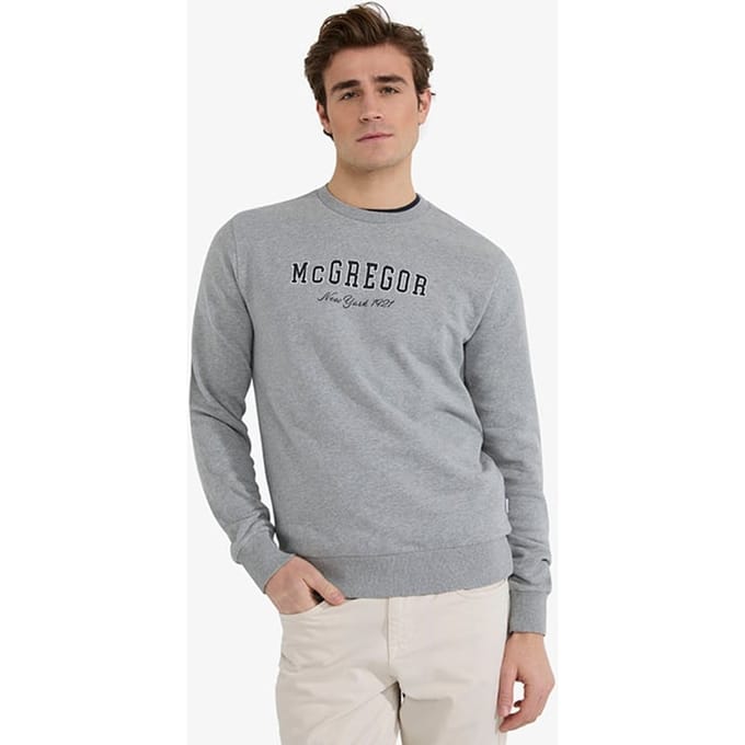 McGregor Graphic Crew Medium Grey Melange Größe: S | Pullover Outlet | Herren | Grau