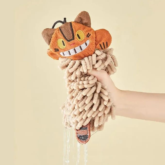 Serviette à main en forme d'animal de dessin animé, pour cuisine, salle de bain, Chenille en microfibre douce, Super absorbante, mouchoir à séchage rapide, serviettes de maison marron