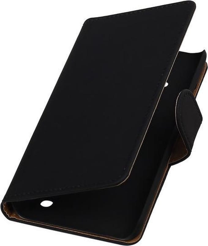 Zwart Effen Booktype Microsoft Lumia 550 Wallet Cover Hoesje