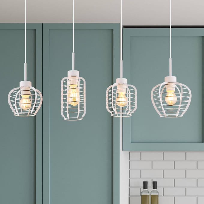 Globo Hanglamp Nesa, lengte 90 cm, wit/chroom, metaal, 4-lamps.
