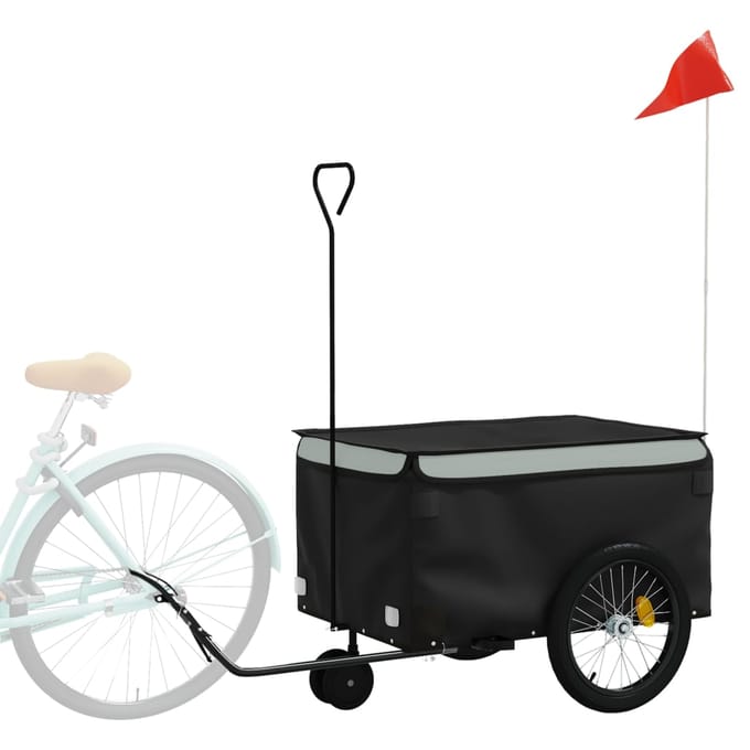 vidaXL - Fietstrailer - 30 - kg - ijzer - zwart - en - grijs