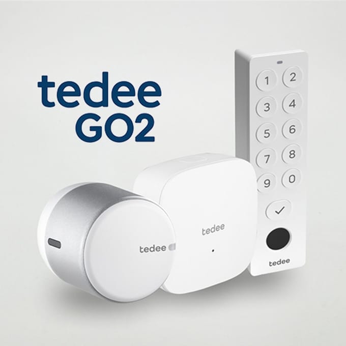 Tedee GO value pack white | GO2 wit + Keypad PRO wit + Wifi Bridge | Bediening op afstand, Bluetooth, pincode, vingerafdruk | koppel met smart home | monteer over huidige sleutel | smartlock