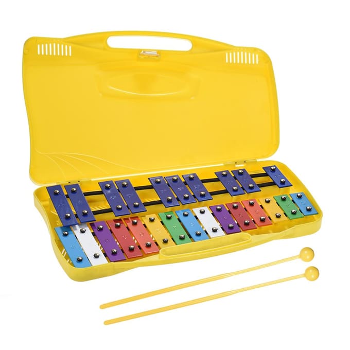 Kleurrijk 25 Noten Glockenspiel Xylofoon Percussie Ritme Muzikaal Educatief Onderwijsinstrument yellow