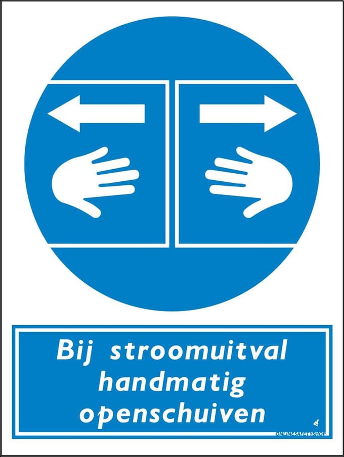 Bij stroomuitval handmatig uitschuiven bord - Aluminium - 30 x 40 cm