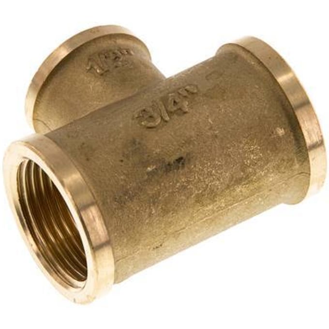 Rp 3/4'' x Rp 1/2'' Messing T-stuk 16 Bar