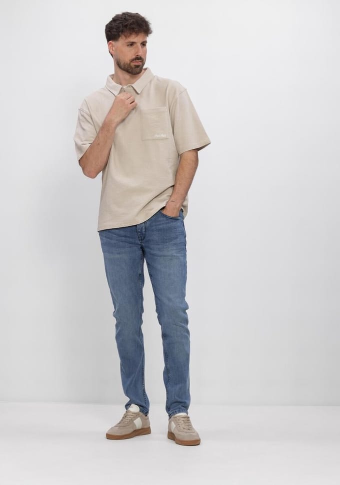 PURE PATH Structured Polo Polo's & T-shirts Heren - Polo shirt - Beige - Maat L