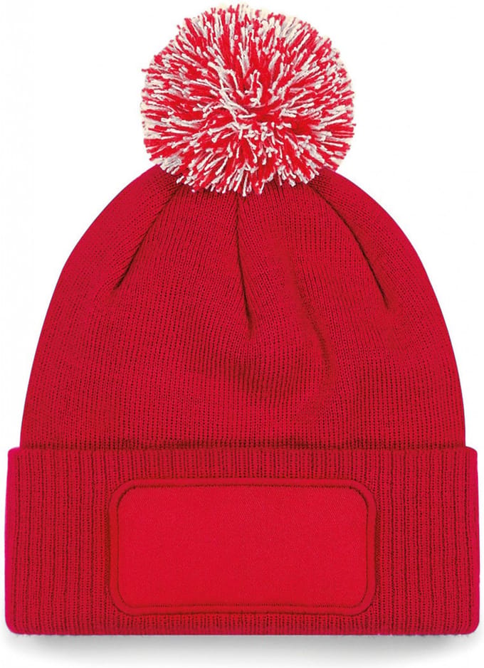 Beechfield Snowstar® patch beanie B443 - Classic Red / Off White - One size