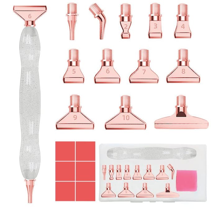 5D Diamond Painting Tool Hars Puntboor Pen Diamond Painting Pen met draadontwerp Multi-placer penkoppensets transparant