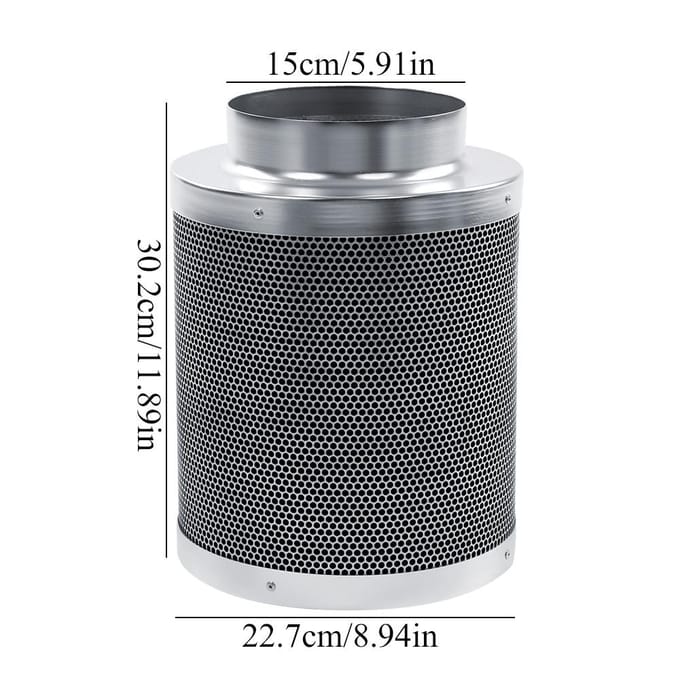 Roestvrij staal Koolstoffilters 6 Inch Hydroponics Houd Geur Weg Huis Werkplaats 300mm gray