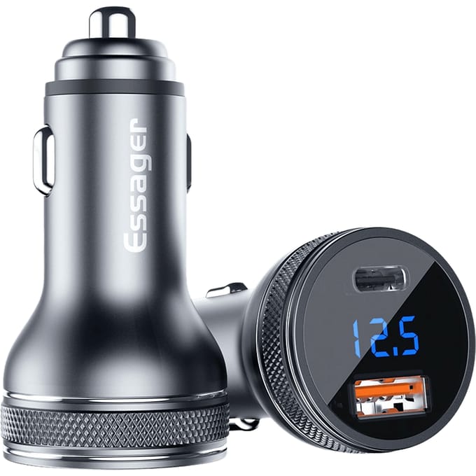 Essager Power Delivery 36W Autolader USB-C en USB-A Zilver