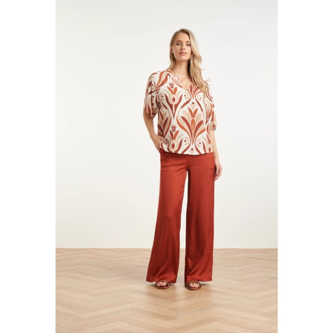 Smashed Lemon Top met wijde mouwen en retro print |