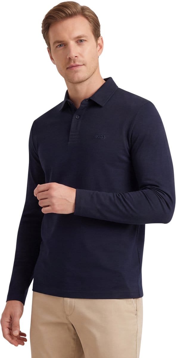 Hugo Boss polo lange mouw donkerblauw
