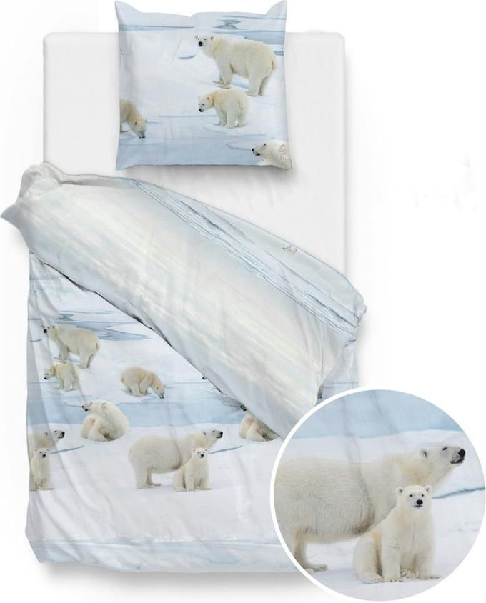 Zohome Ber Dekbedovertrek - Flanel - Eenpersoons - 140x200/220 cm - Blue