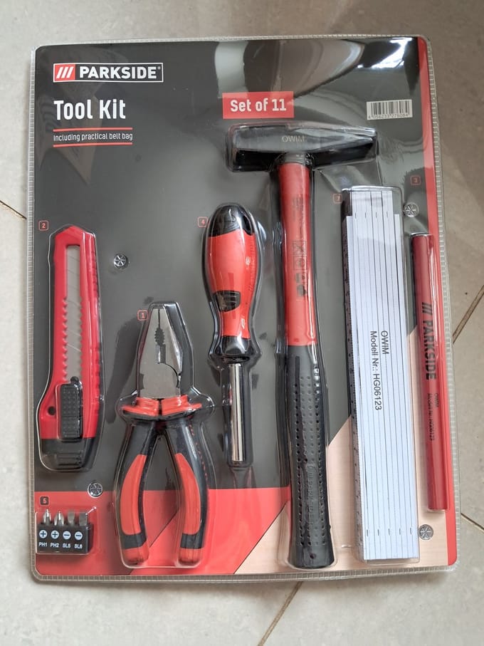 Parkside Handgereedschapsset - set van 11 - incl heuptasje