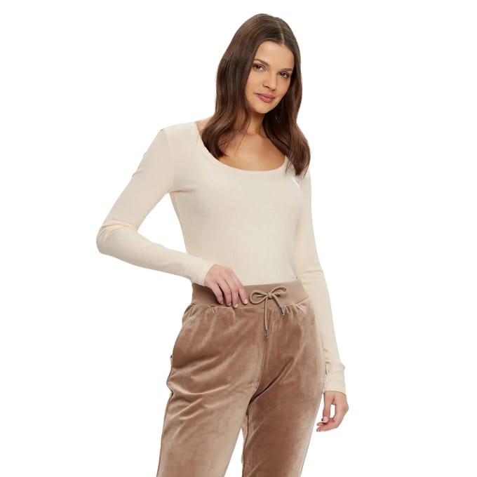 Shirt met lange mouwen in riblook model 'COLETTE'