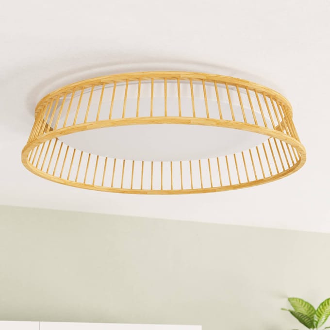 EGLO LED plafondl. Luppineria houtvlechtwerk Ø45cm