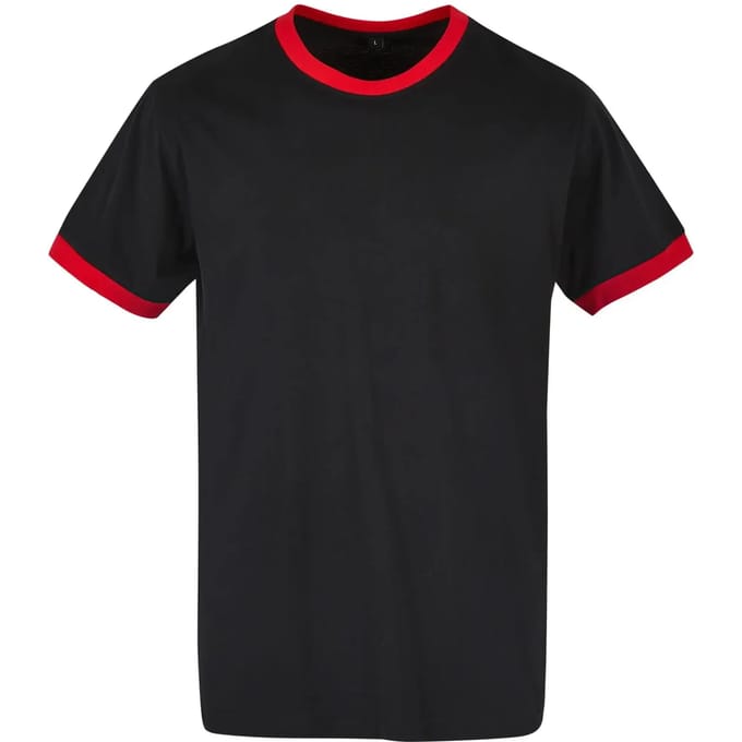 Build your Brand Men´s Ringer Tee BYBB022 - Black/City Red - 4XL