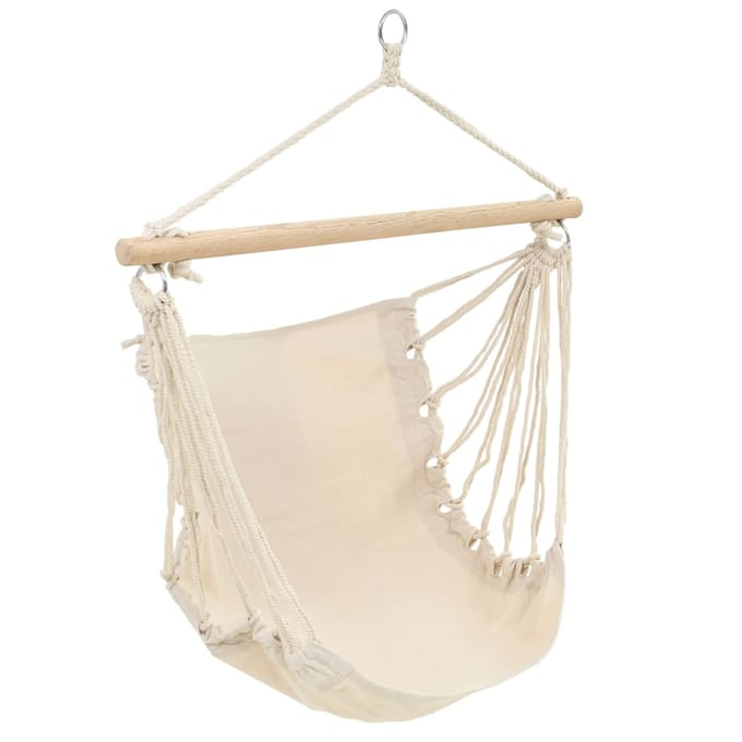 vidaXL - Hangstoel - creme - wit - (large)