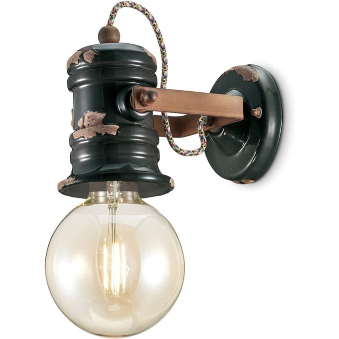 Ferroluce Wandlamp C1843 in vintage design zwart